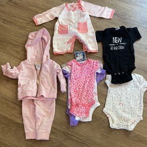 Newborn Bundle, including NWT onesie set, girl.